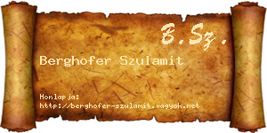 Berghofer Szulamit névjegykártya